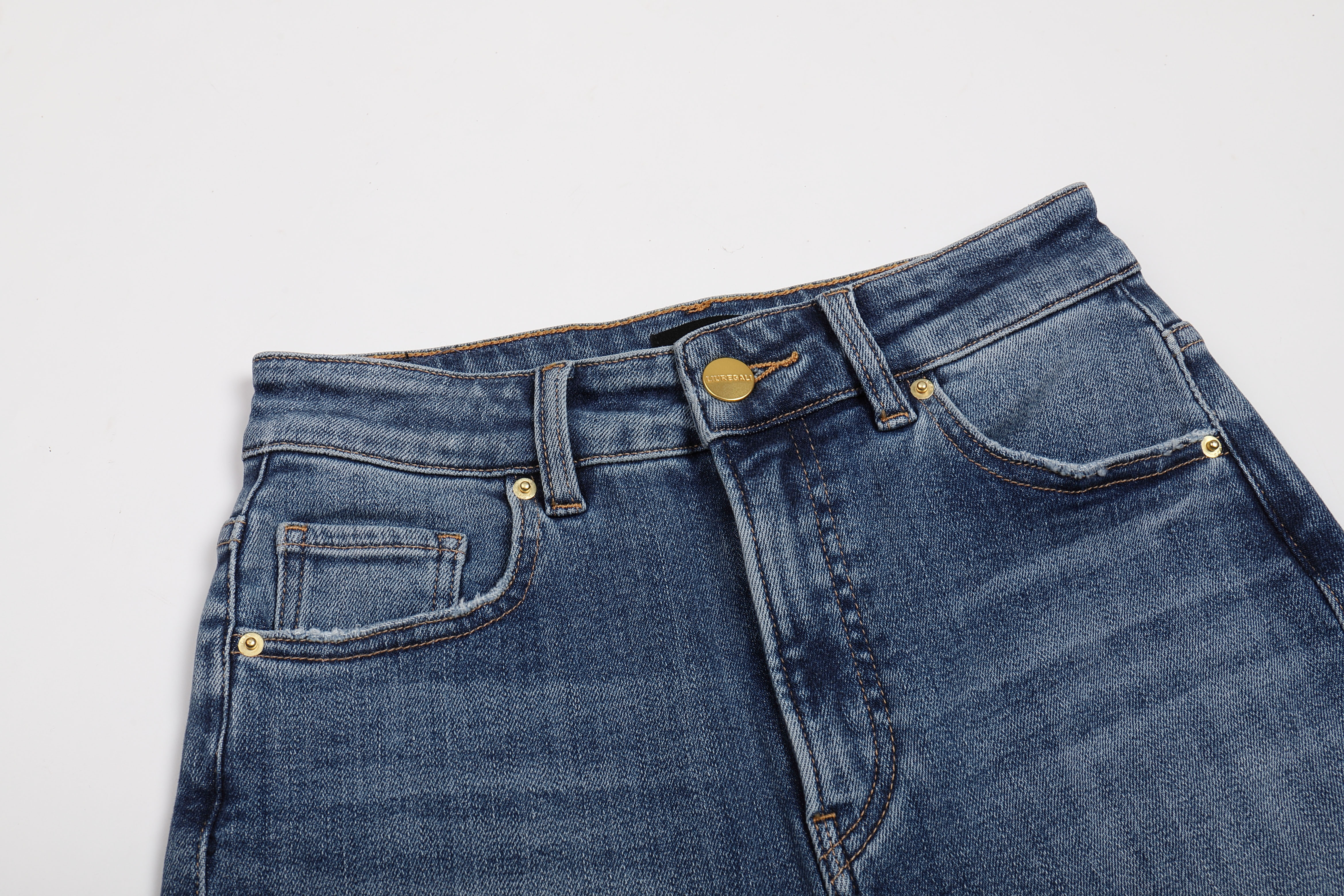 Liuregali Straight Zipper Jeans In Blue