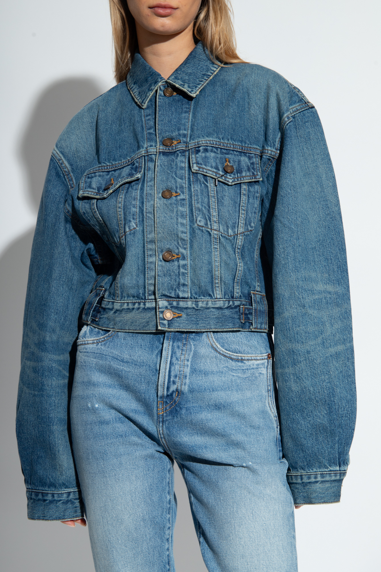 SAINT LAURENT 80'S JACKET IN VINTAGE BLUE DENIM 