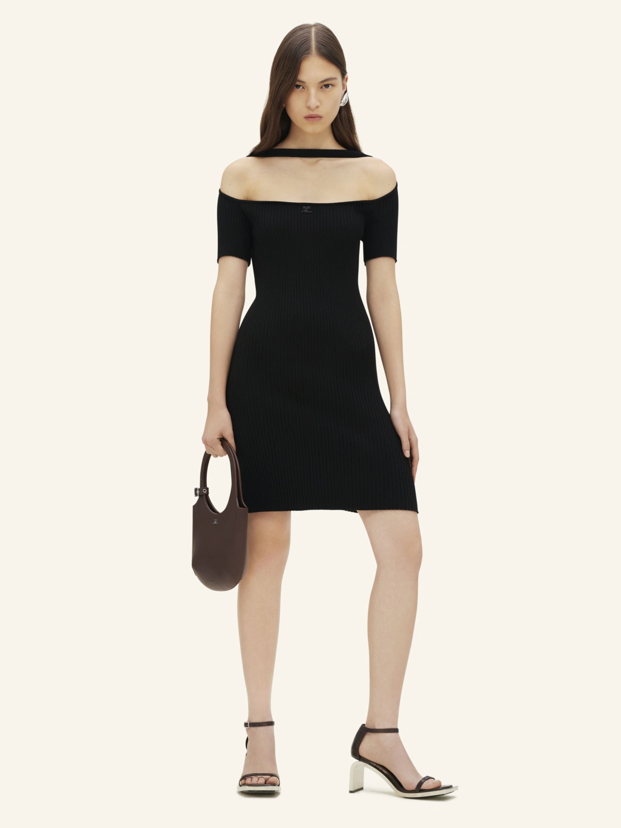 Shop Courrèges Hyperbole Ribbed-knit Minidress In Black
