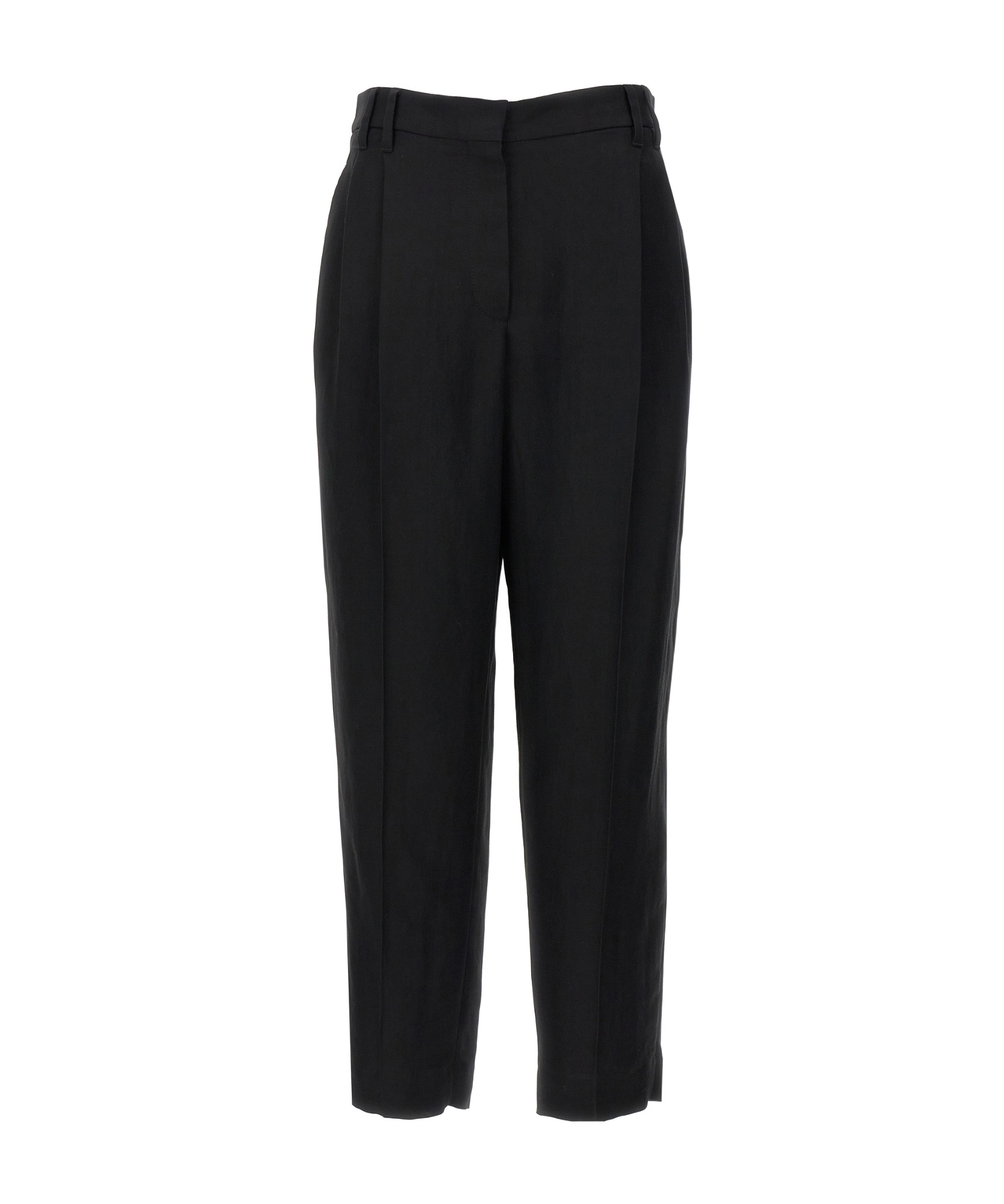 Brunello Cucinelli Black Tropical Luxury Wool Monili Slouchy Trousers In Black