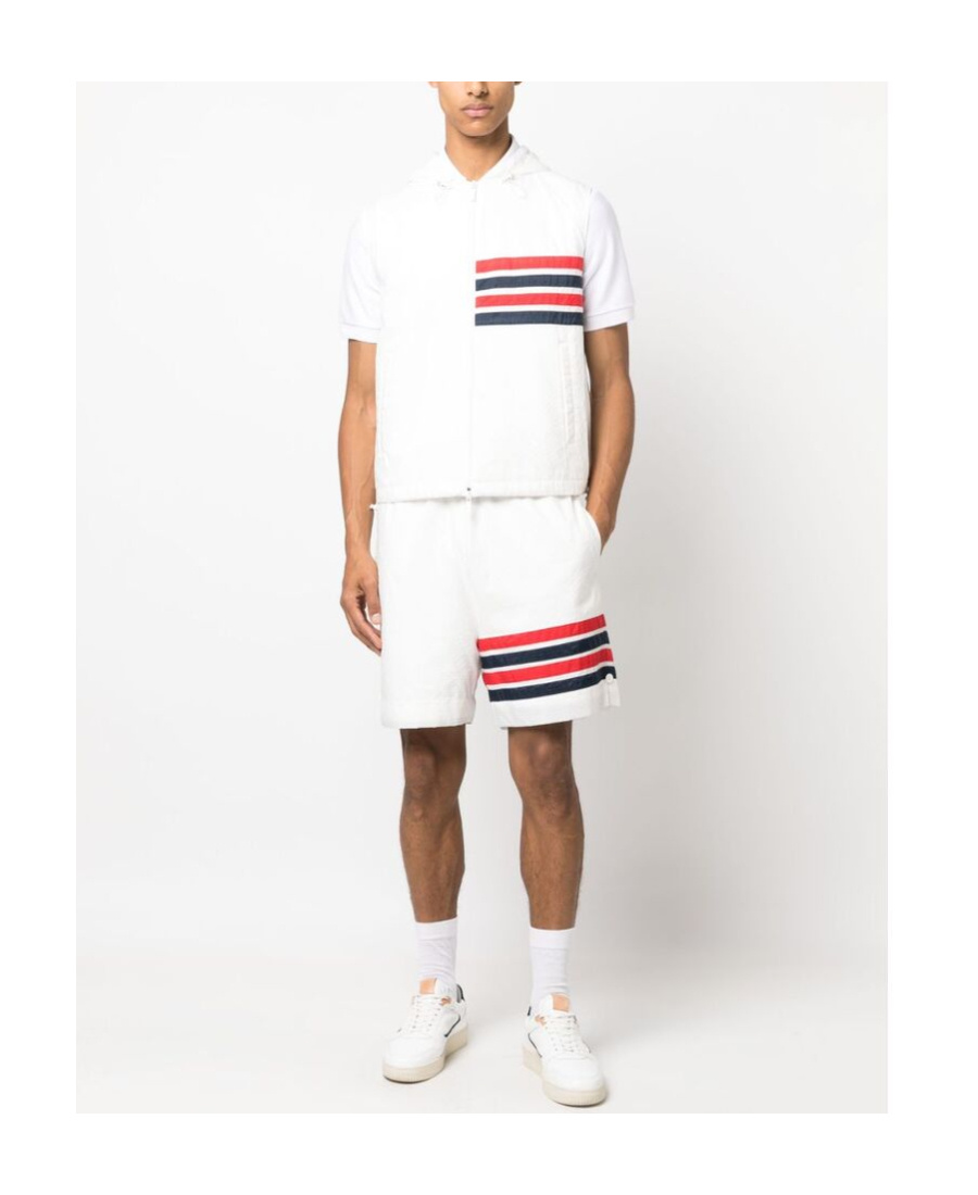 Thom Browne 4-bar Stripe Ripstop Shorts In White