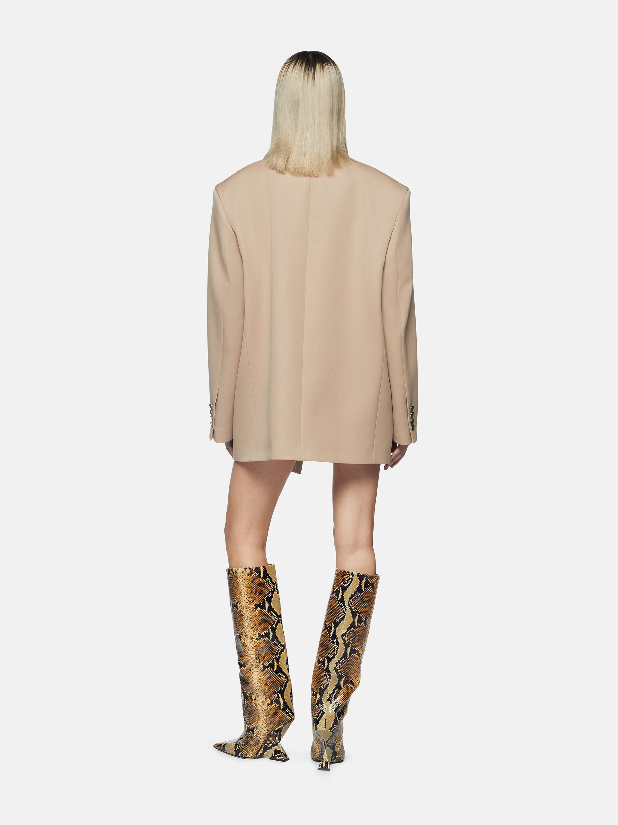 Attico Glen Oversized Single-breasted Blazer In Nude