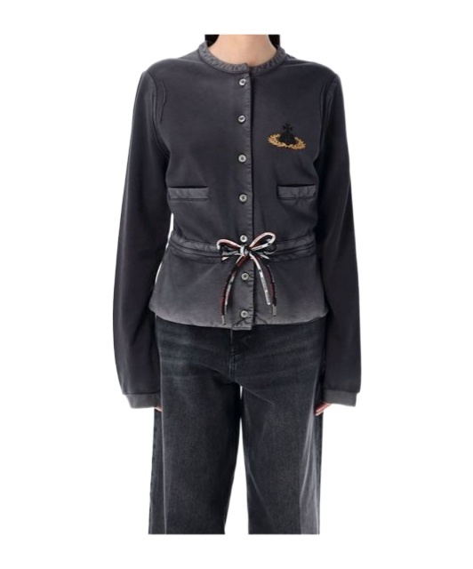 Vivienne Westwood Belted Crewneck Jacket In Black