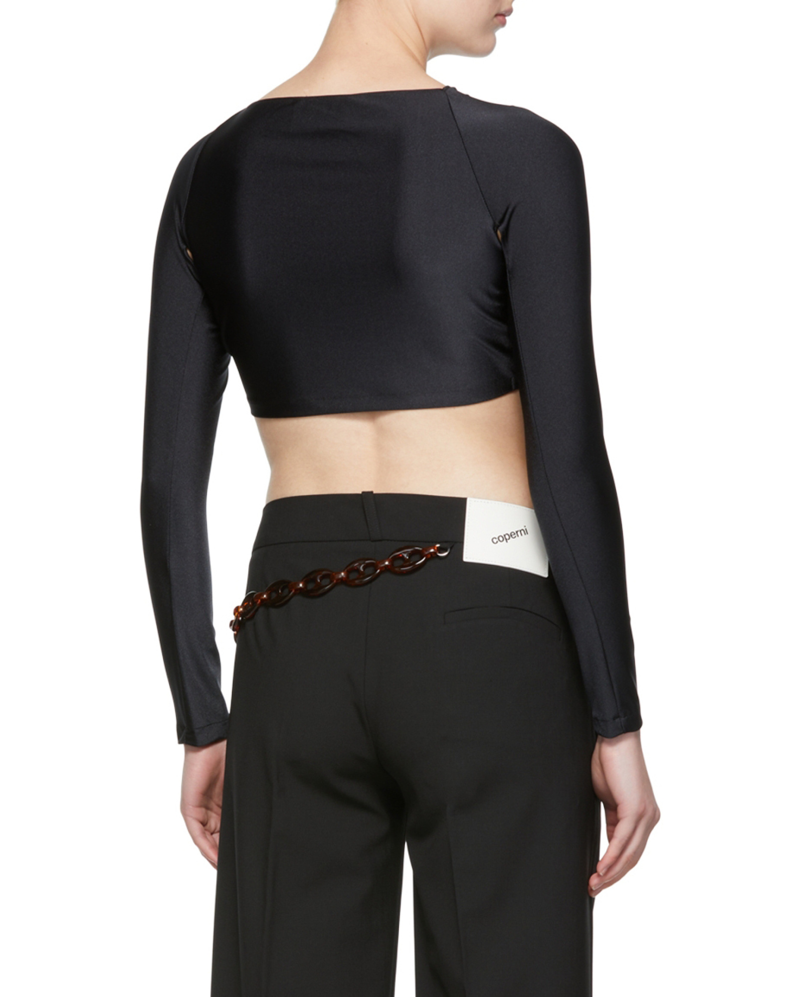 Coperni Ruched Cropped Top In Black