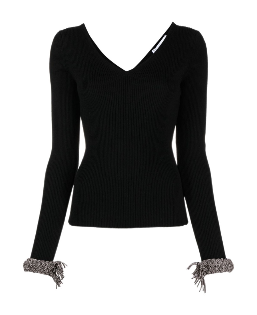 Giuseppe Di Morabito Braided-cuffs Ribbed-knit Top In Black
