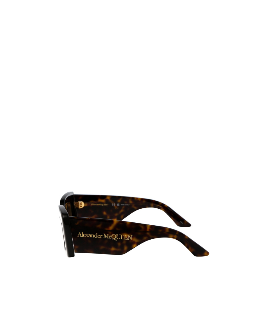 Alexander Mcqueen Bold Tortoiseshell Rectangle-frame Sunglasses In Black