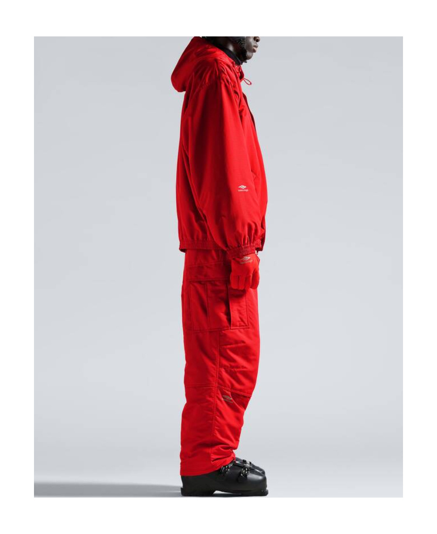 Balenciaga Logo-print Hooded Ski Jacket In Red