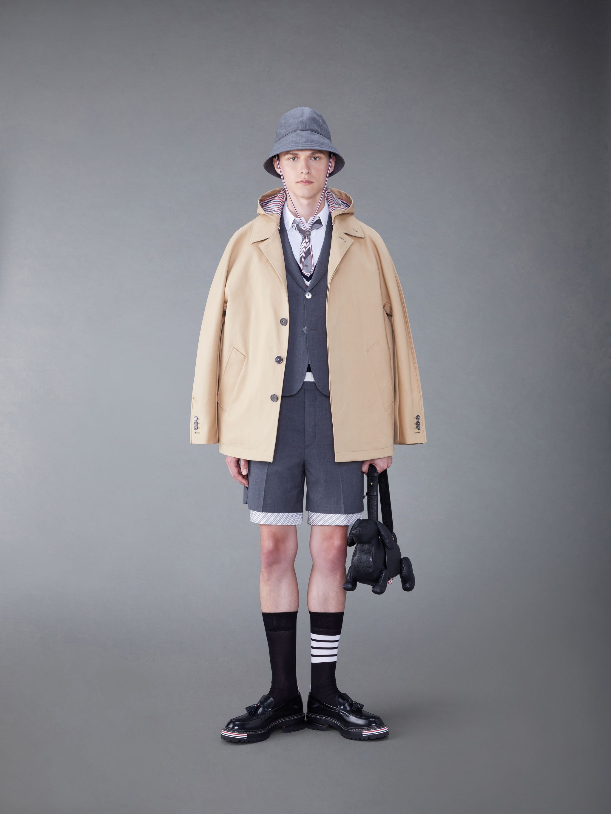 Thom Browne Concealed-fastening Wool Tailored Shorts In Multicolor