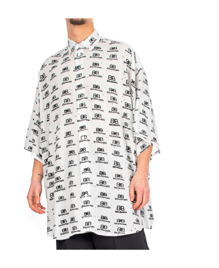 Balenciaga Monogram-pattern Print Shirt In White