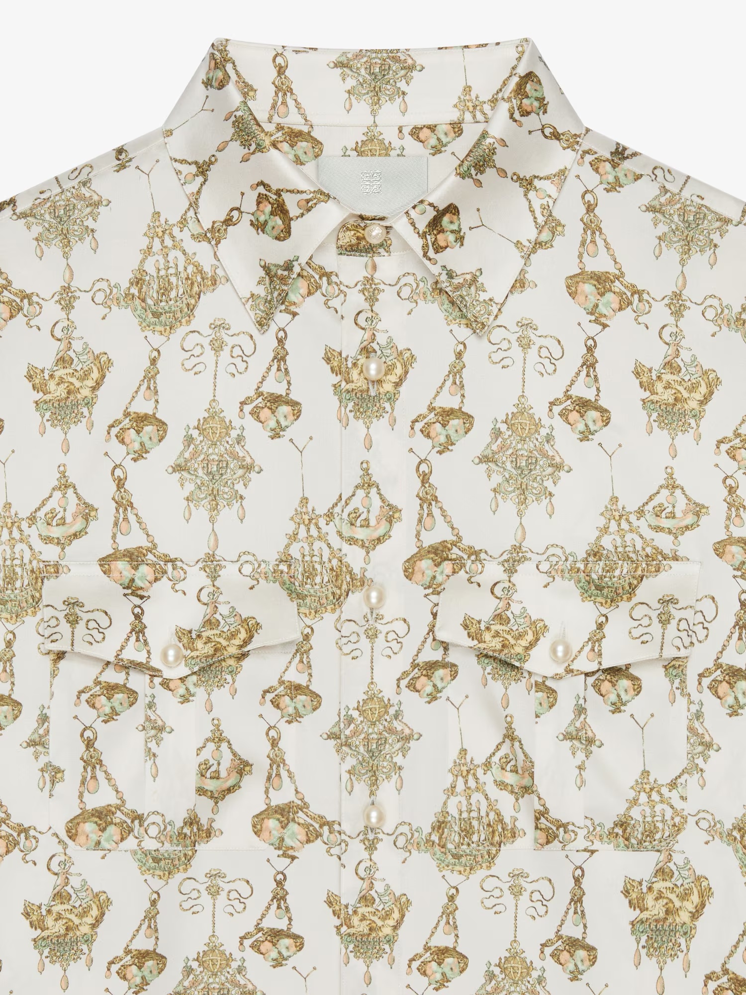 Givenchy Camicia Con Stampa Chandelier In Seta In White