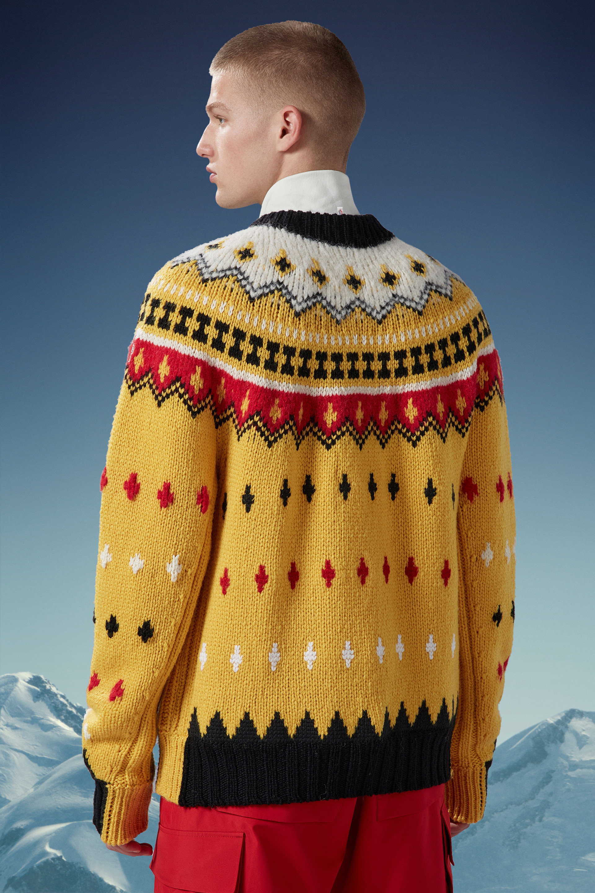 Moncler Fair Isle Sweater In Wool And Alpaca In Yellow