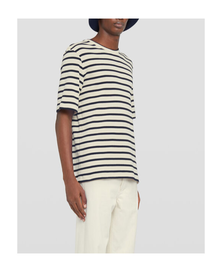 Jil Sander Black And White Striped Short Sleeve T-shirt In Black