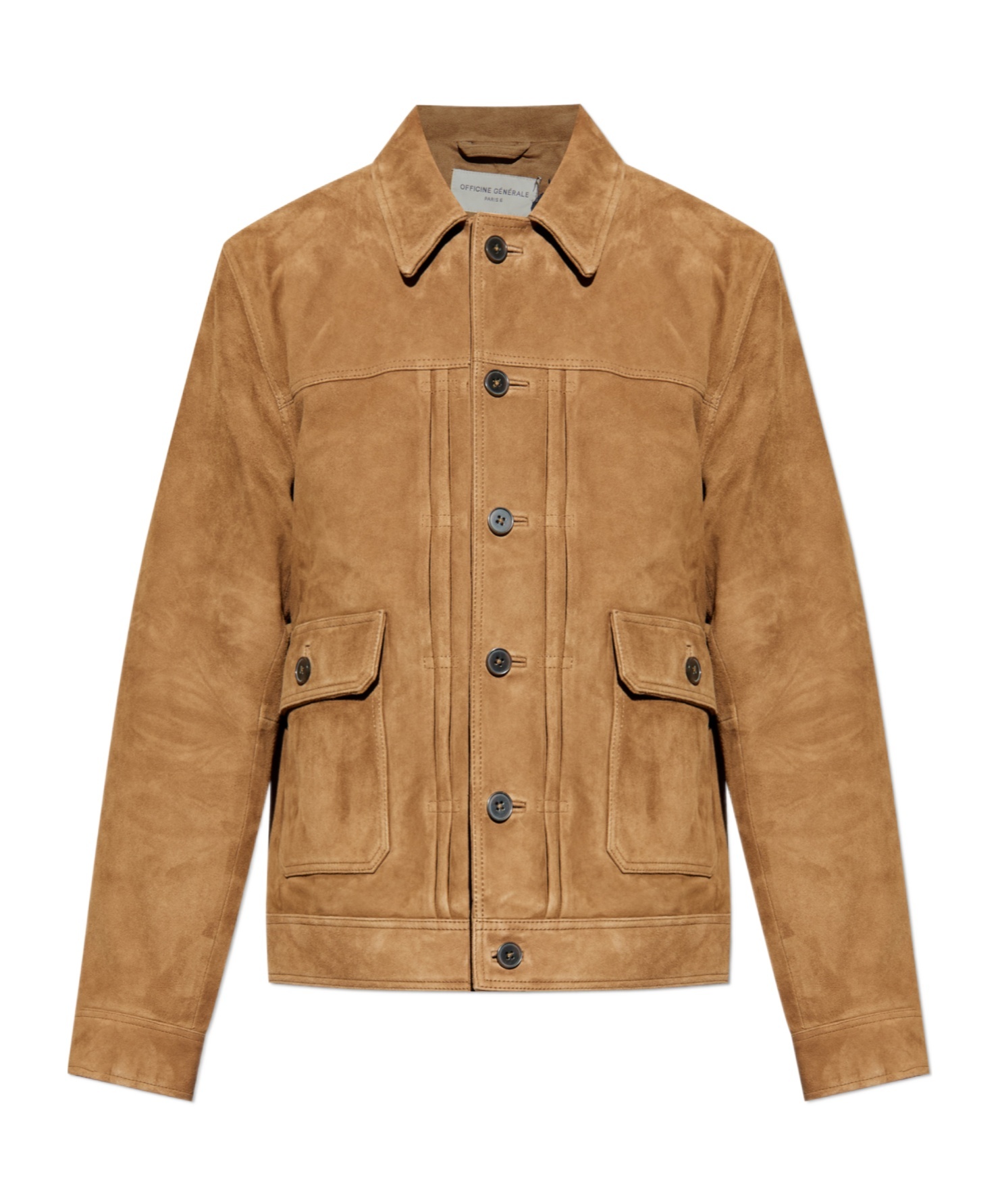 Officine Generale Button-down Casual Jacket In Brown