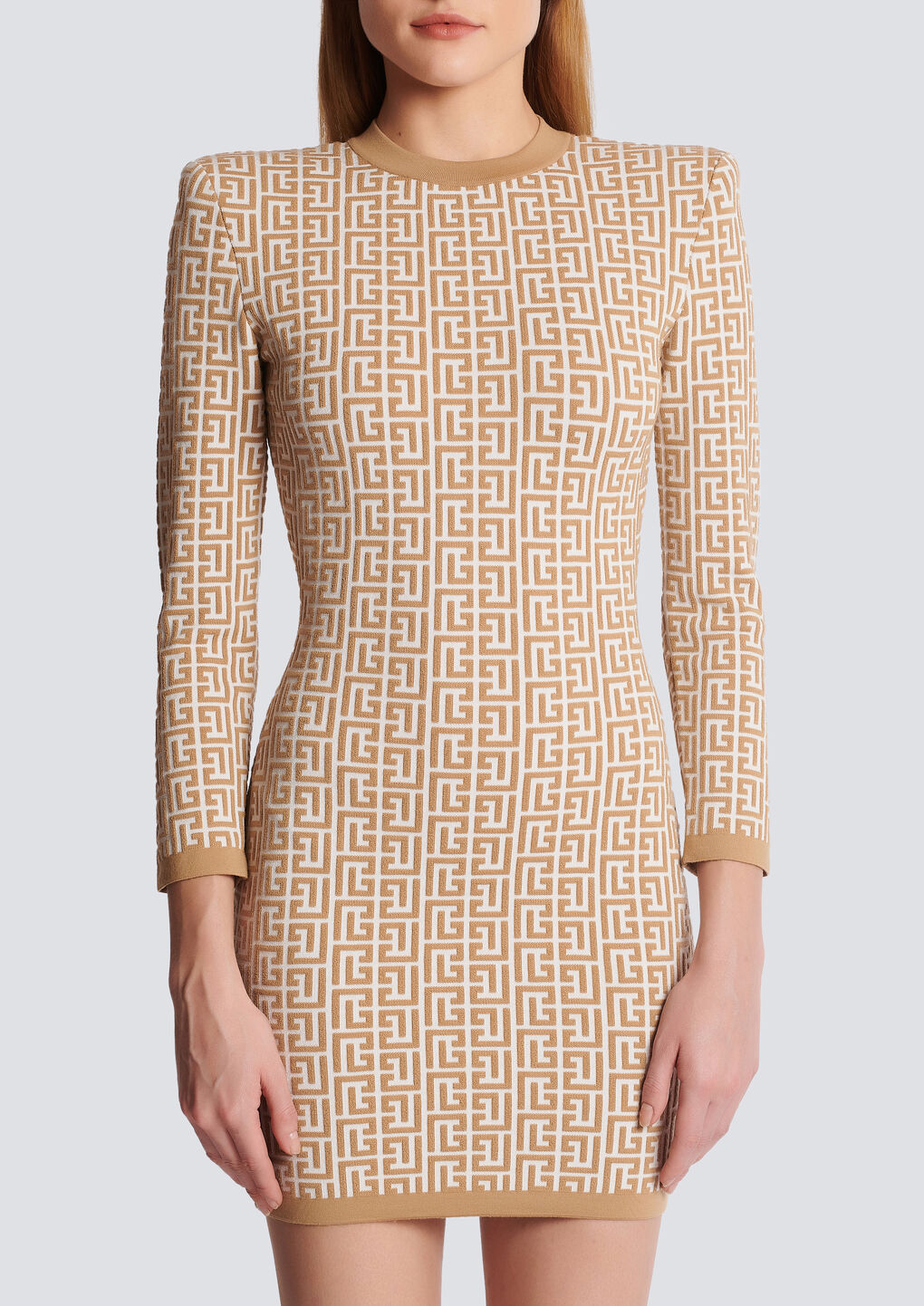 Balmain Labyrinth Monogram Long-sleeved Dress