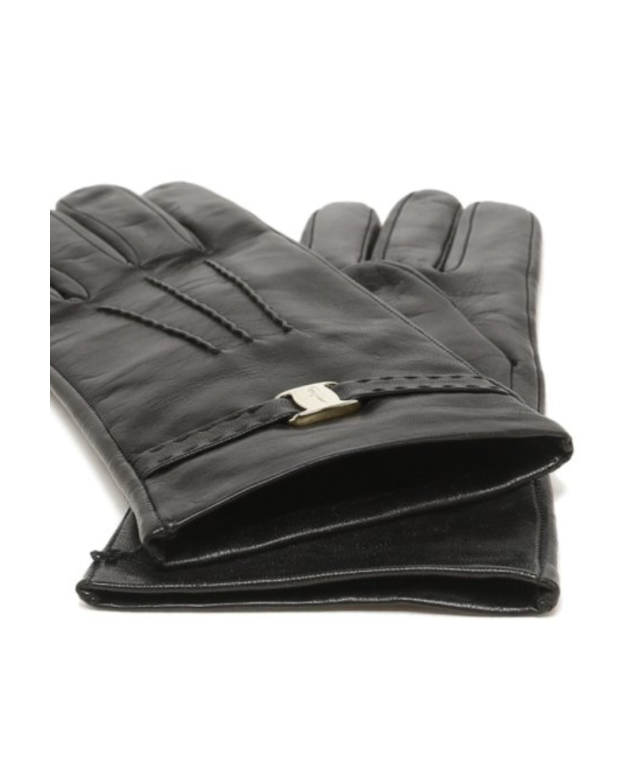 Ferragamo Logo Detail Gloves In Black