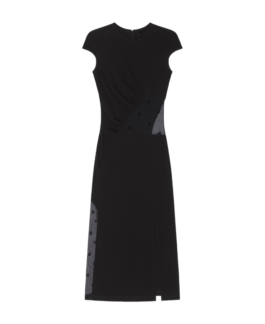 Givenchy Womens Black Semi-sheer Cut-out Woven Midi Dress In Black