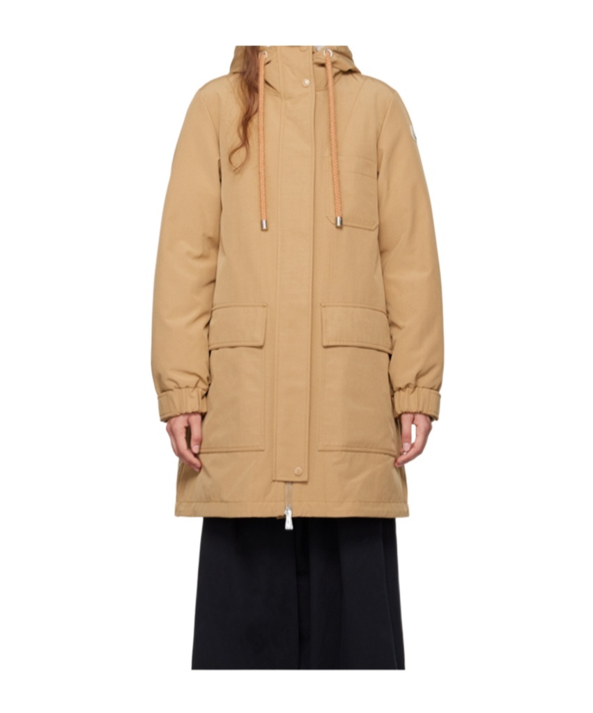 Moncler Beige Urfe Down Coat In Brown
