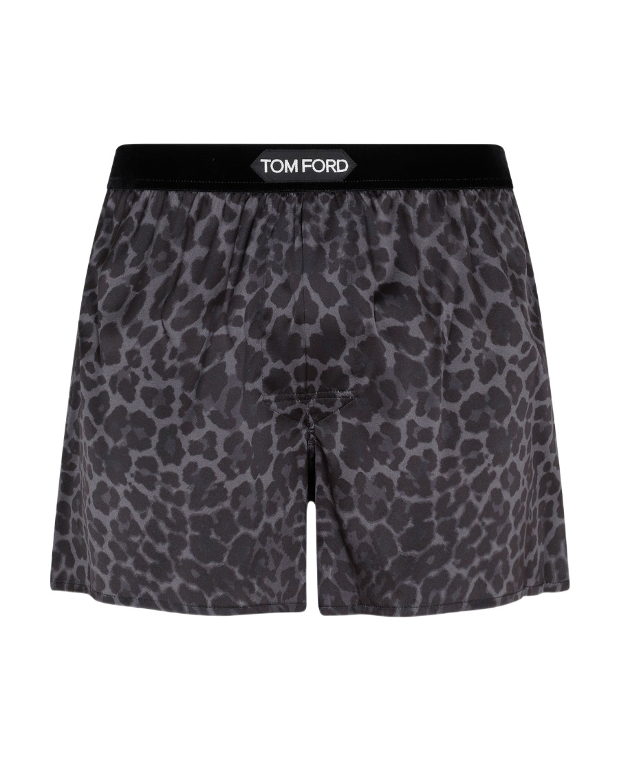 Tom Ford Leopard-print Boxer Briefs In Black