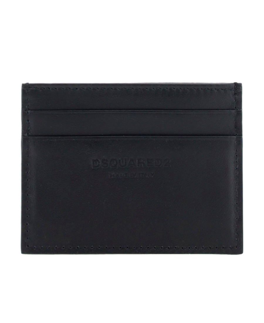 Dsquared2 Debossed-logo Leather Cardholder In Black