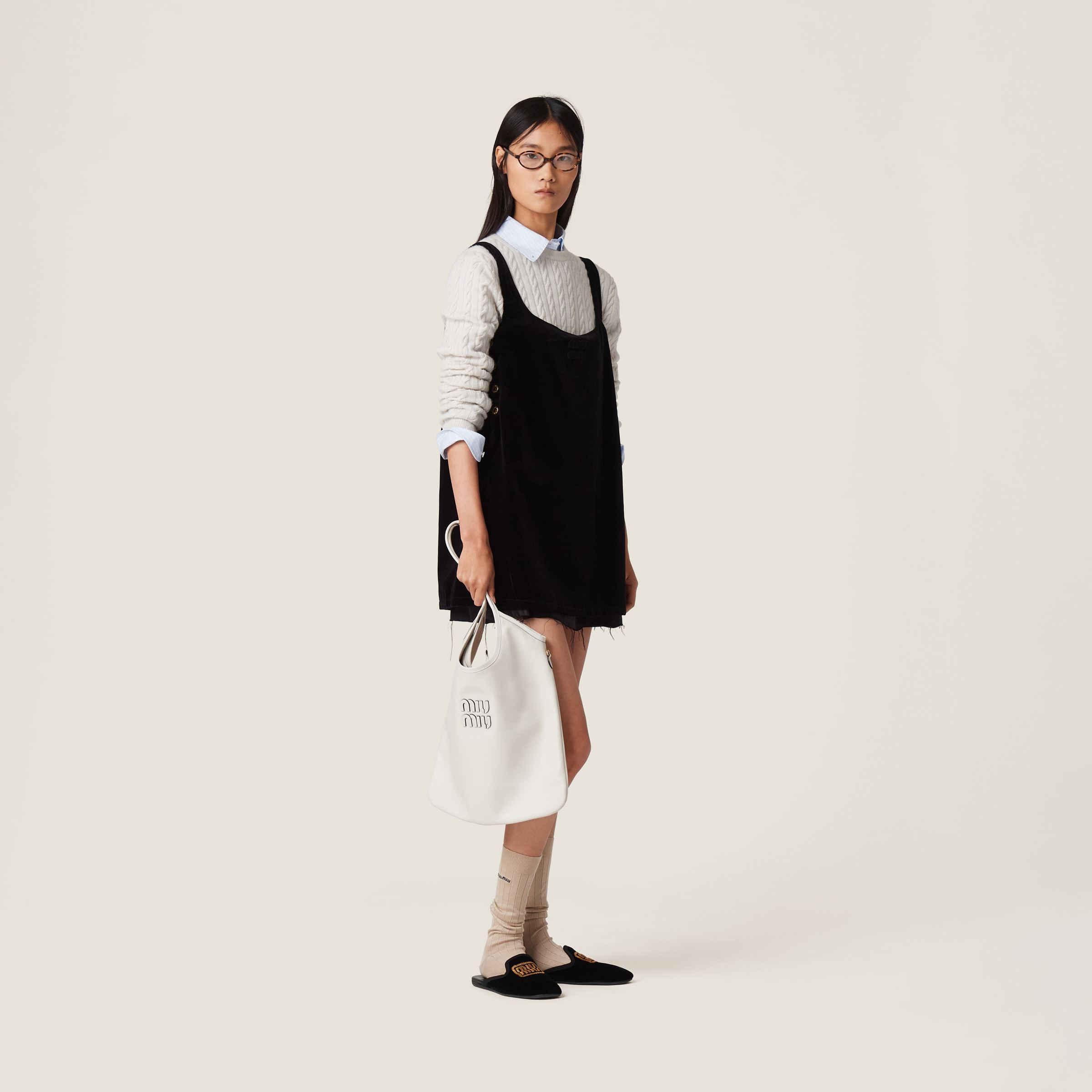 Miu Miu A Dress With A Front Logo In Black
