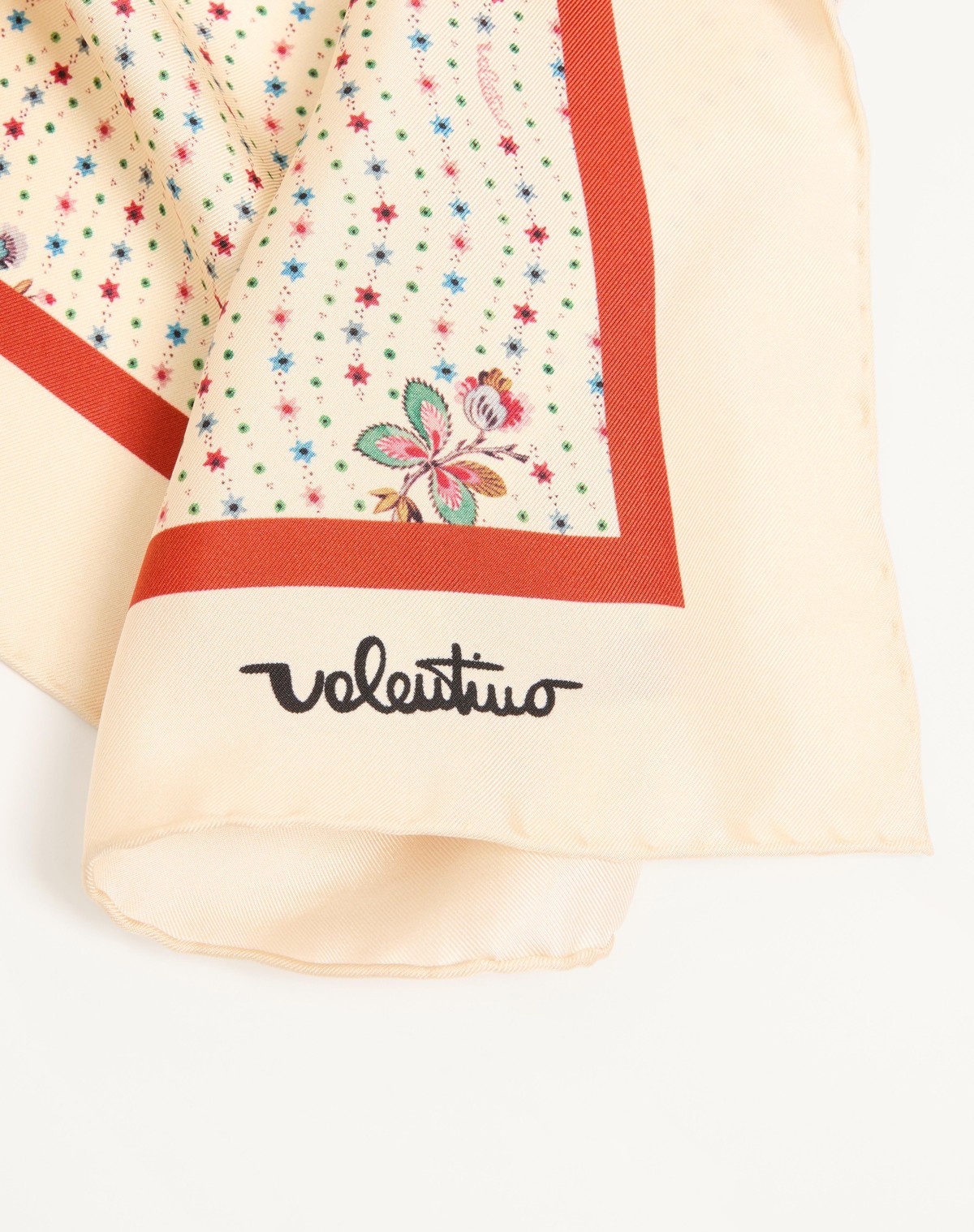 Valentino Square Silk Scarf In White