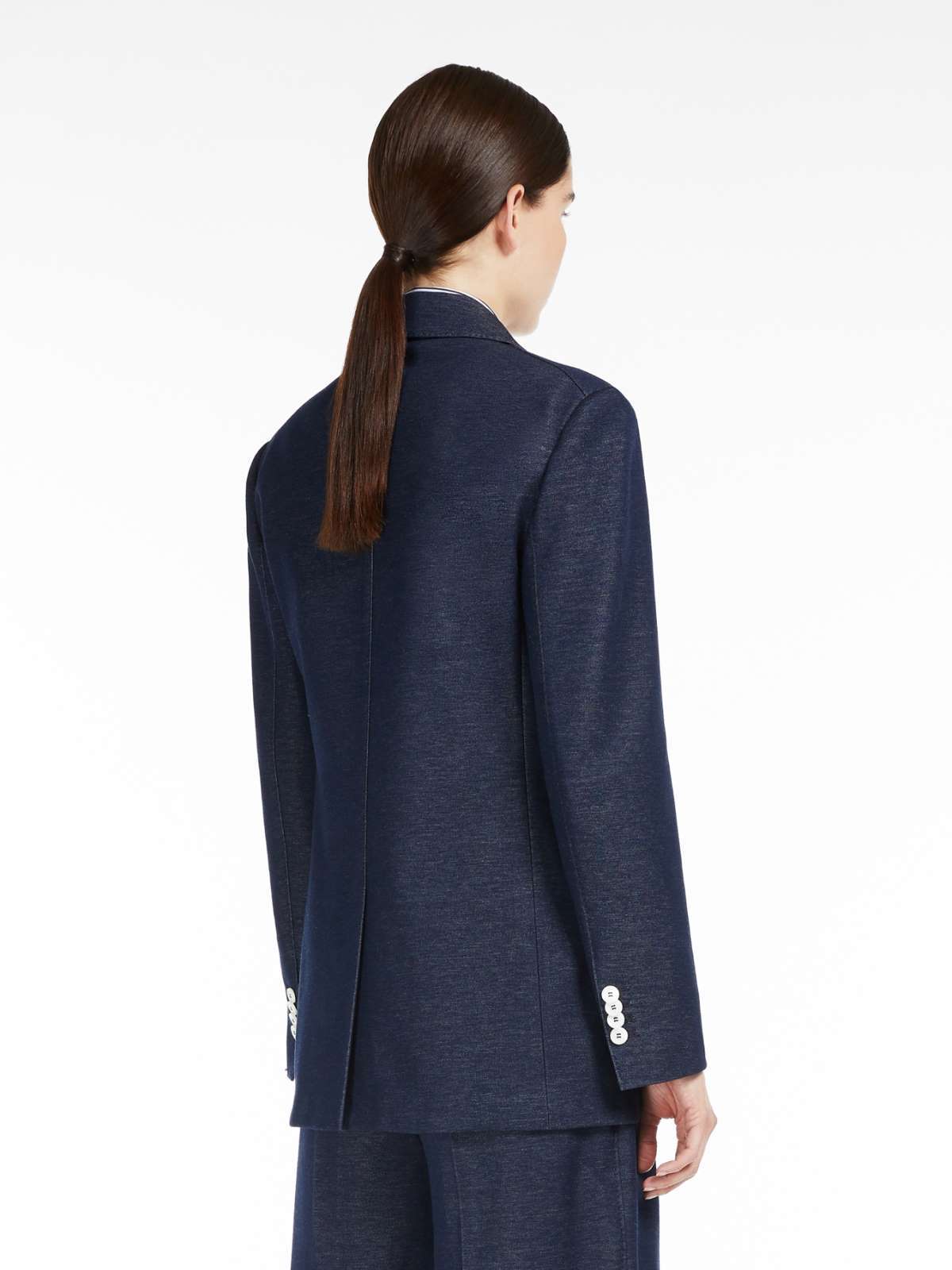 Max Mara Double-breasted Slim Suit Jacket In Blue