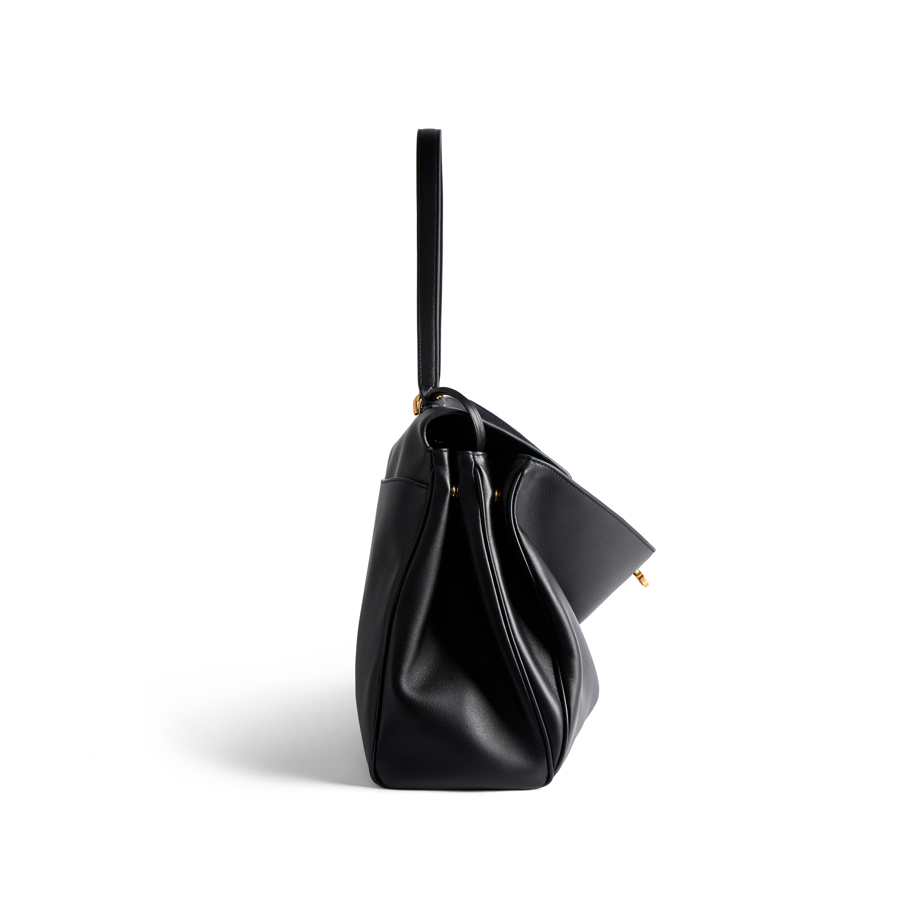 Balenciaga Shoulder Bag Structured Gold-tone Hardware In Black