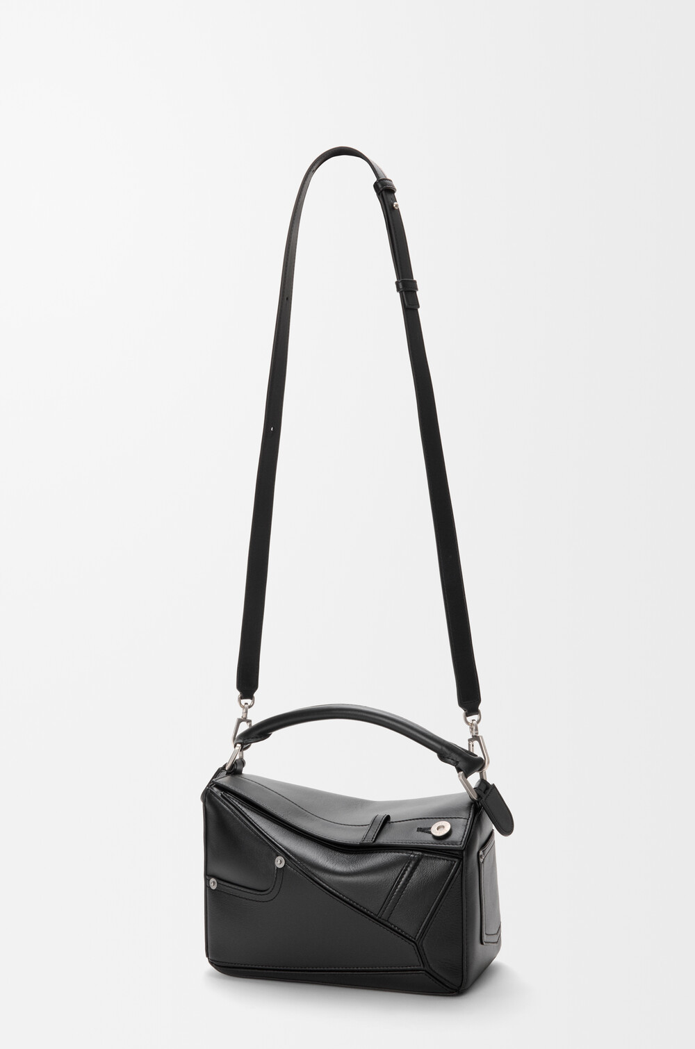 Loewe Panta Small Puzzle Bag In Shiny Calfskin In Black