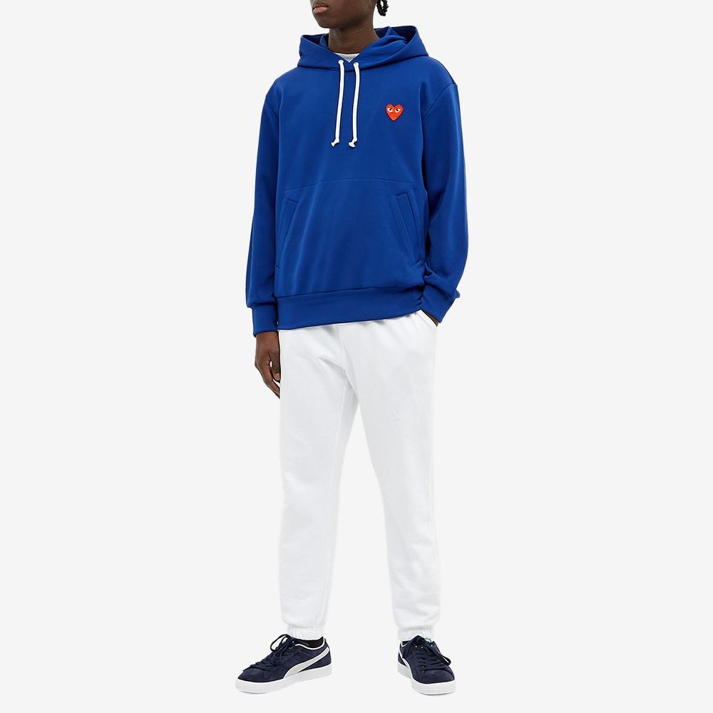 Comme Des Garçons Play Heart Patch Hooded Sweatshirt In Blue