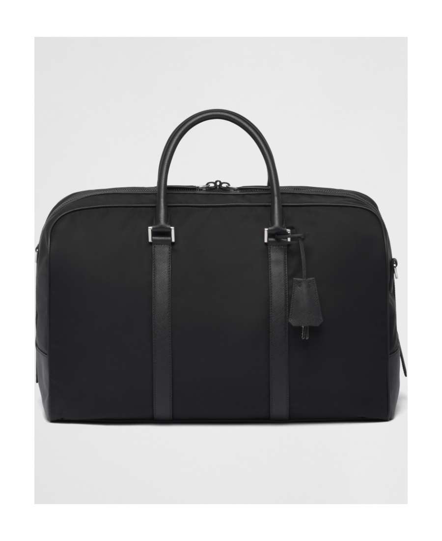Prada Triangle-logo Zipped Tote Bag In Black