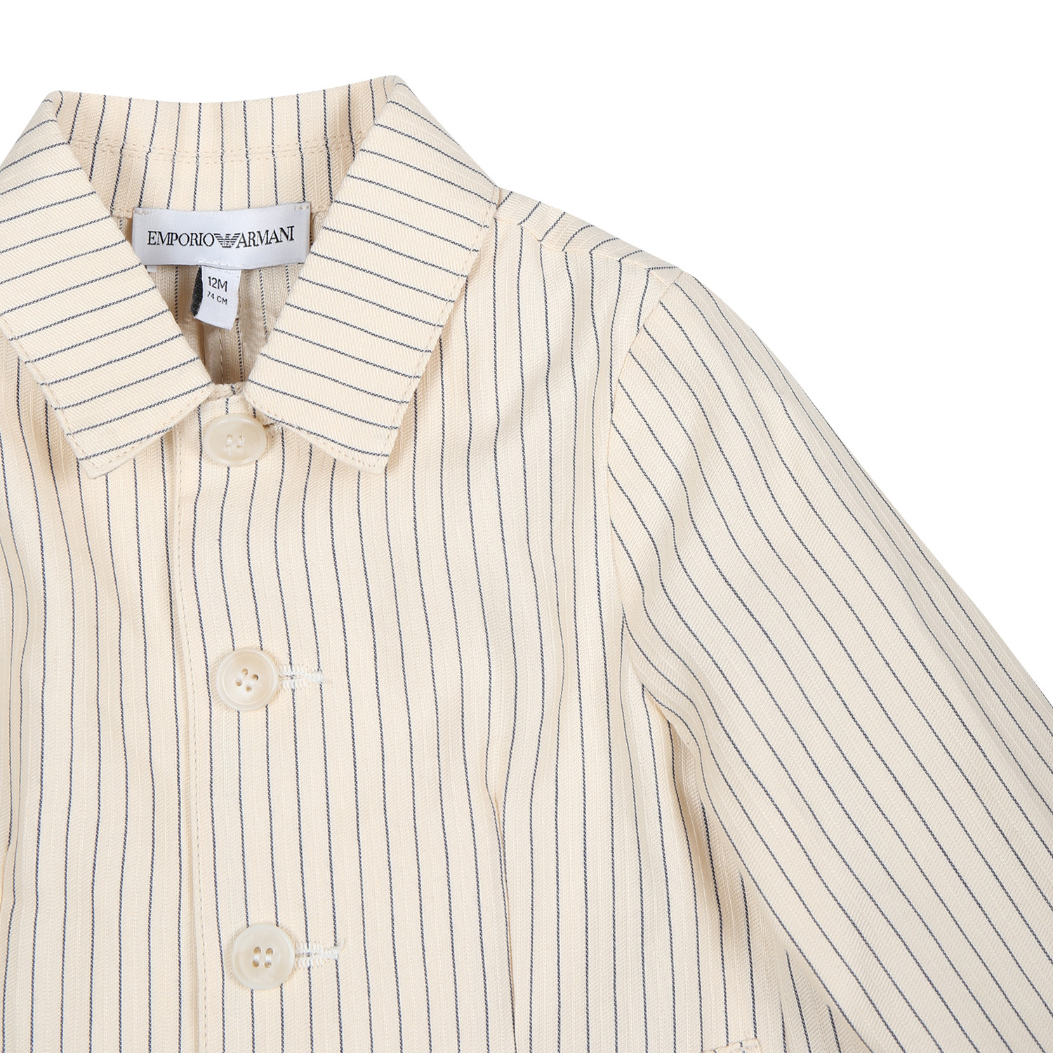 Emporio Armani Pinstriped Cotton-blend Blazer In White
