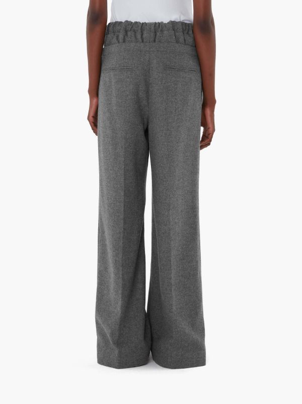 Jw Anderson Double-waist Wool Trousers In Black