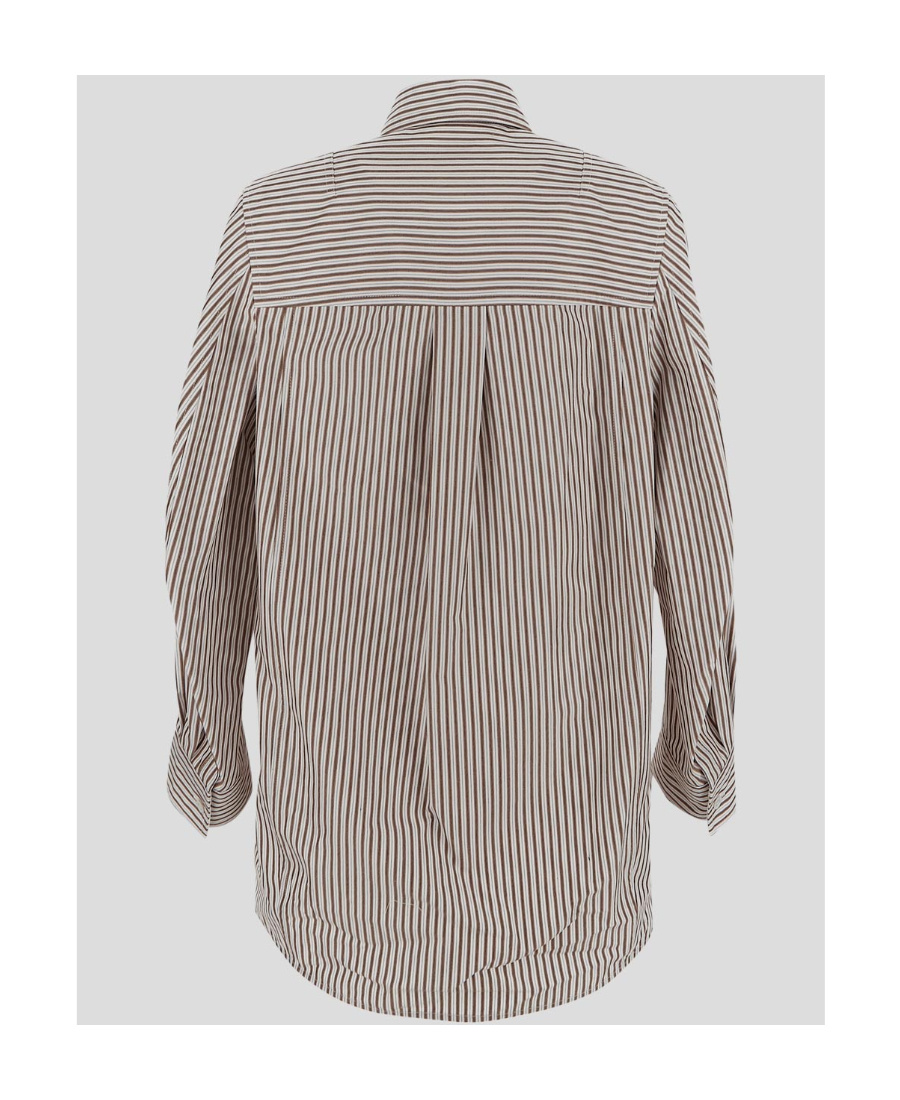 Bottega Veneta Long Striped Shirt In Nude
