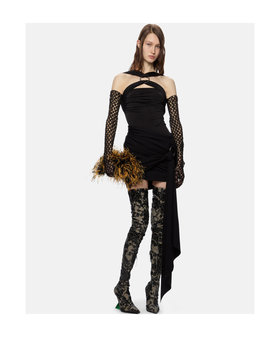 Attico Tie-waist Miniskirt In Black