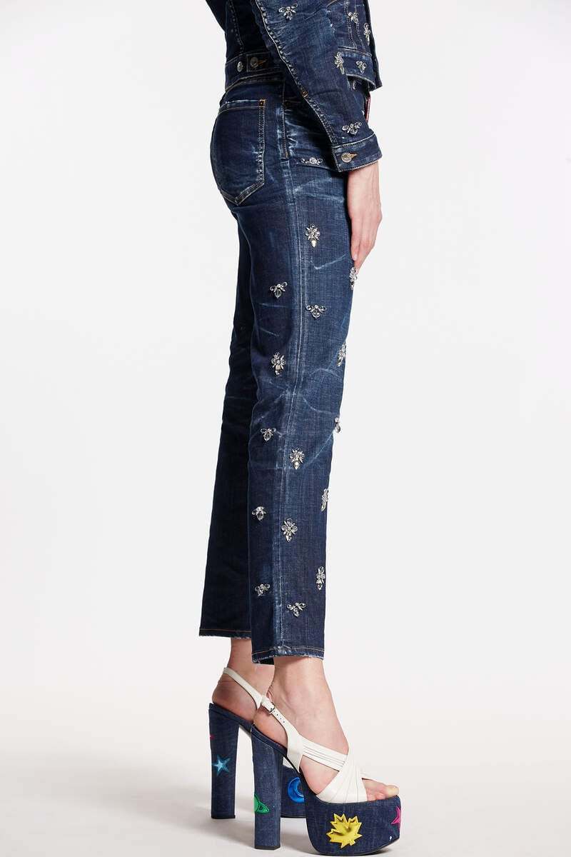 Dsquared2 Crystal Flies High-rise Jeans In Blue