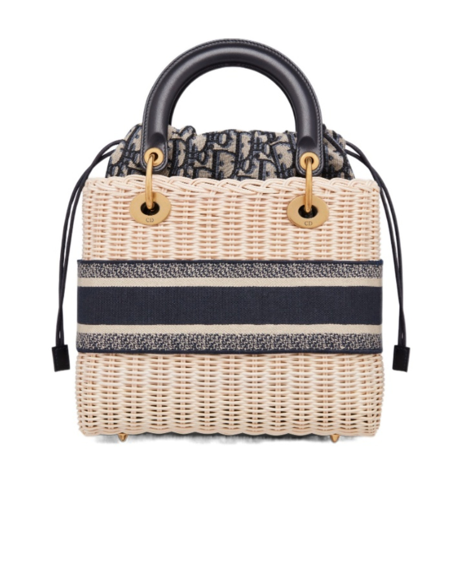 Dior Lady  Medium Wicker Handbag In Nude