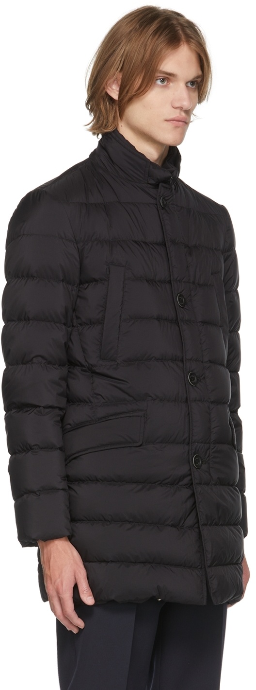 Herno Black Mid-length Quilted Down Jacket In Black