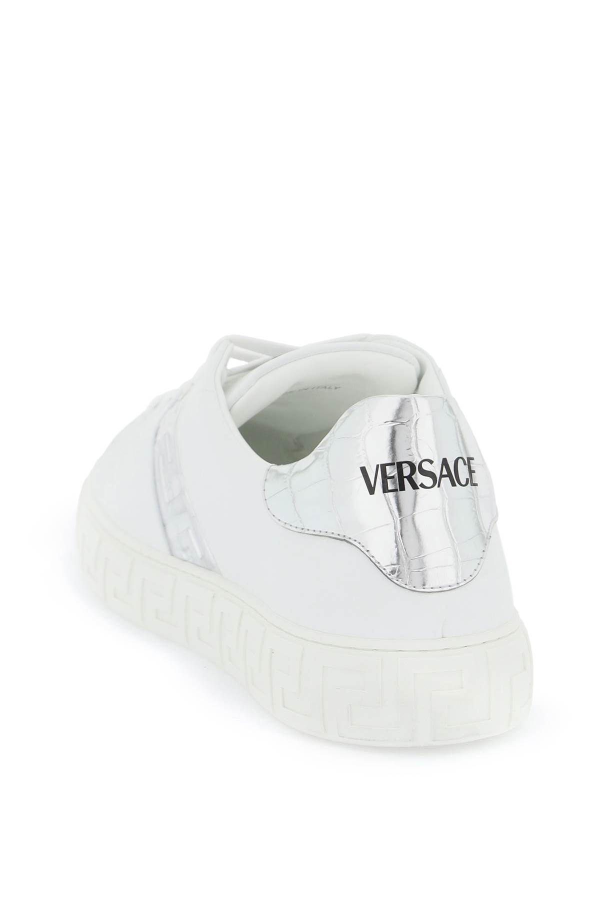 Versace Greca Embroidered Low-top Sneakers In White