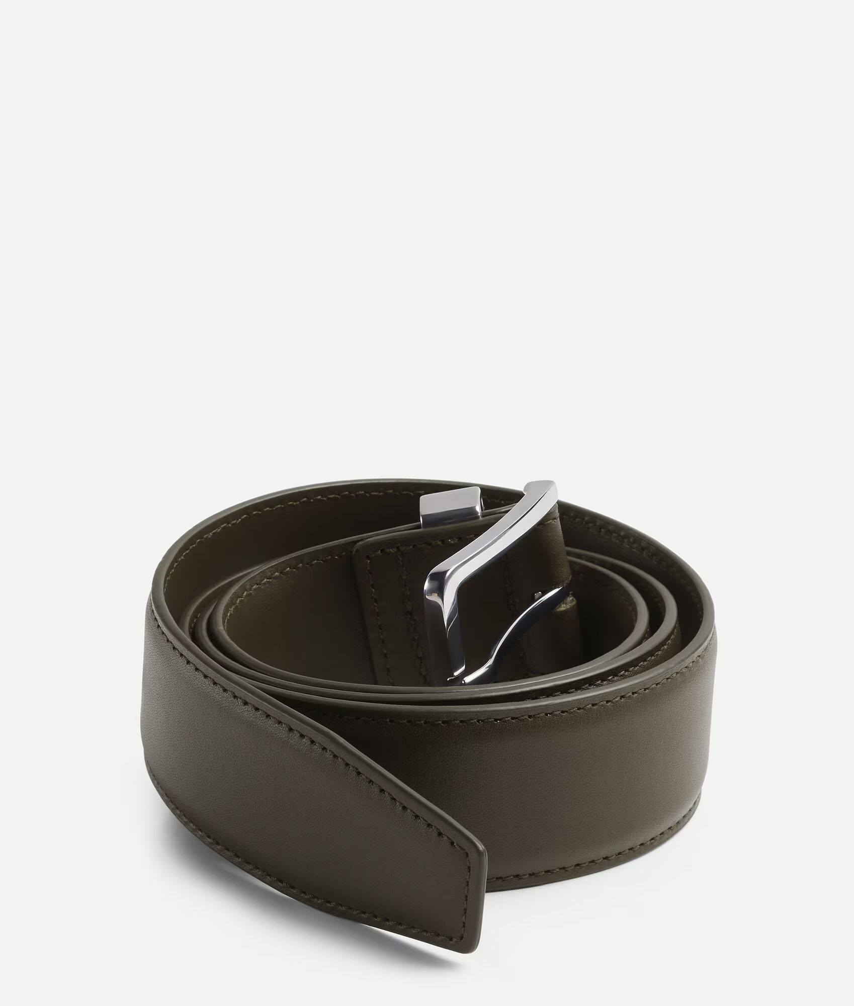 Shop Bottega Veneta Intreccio Loop Belt In Khaki