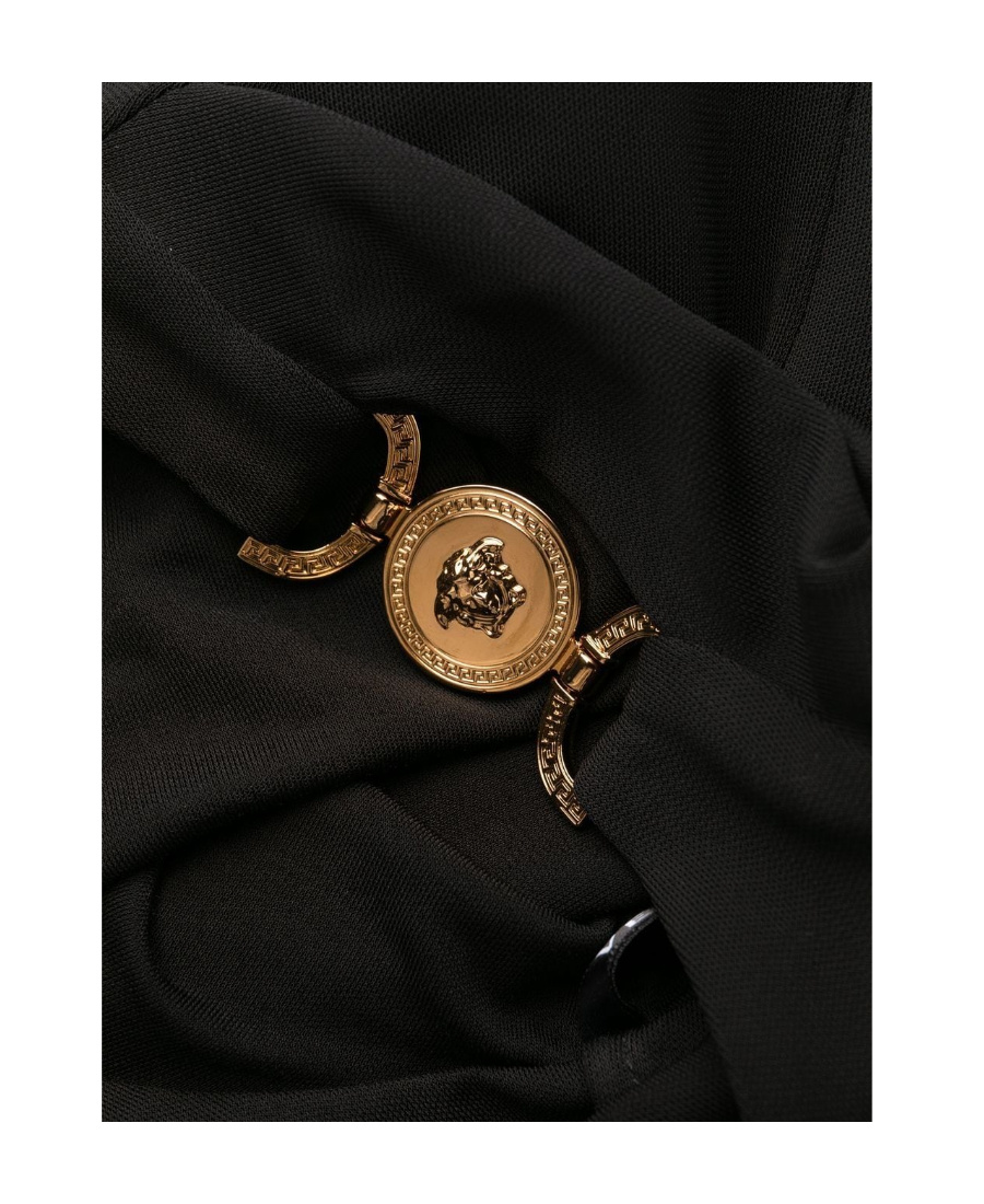 Versace Medusa Plaque Midi Dress In Black