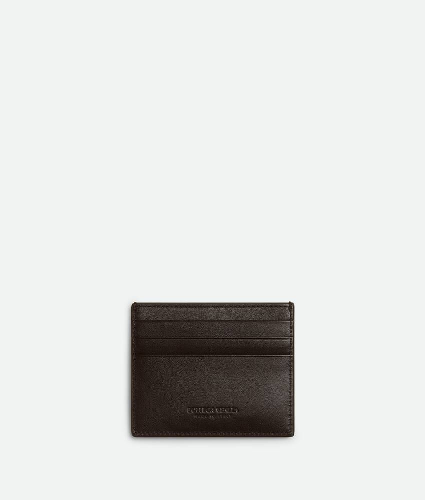 Bottega Veneta Intrecciato Woven Credit Card Holder In Brown