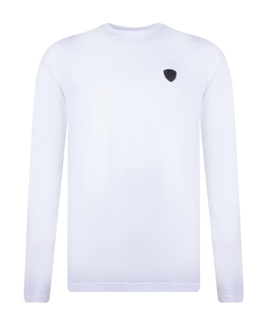 Ea7 T-shirt With Round Neck And Long Sleeves In White