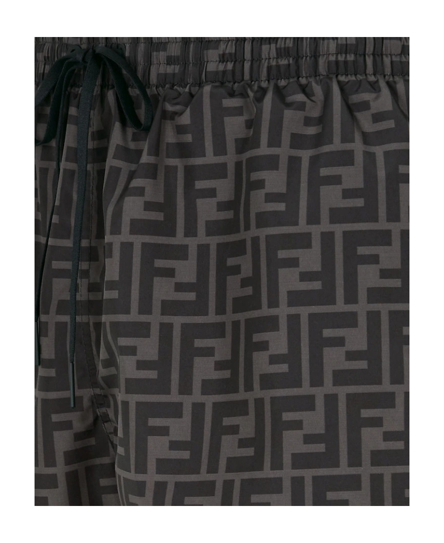 Fendi Ff-logo Print Swim Shorts In Black