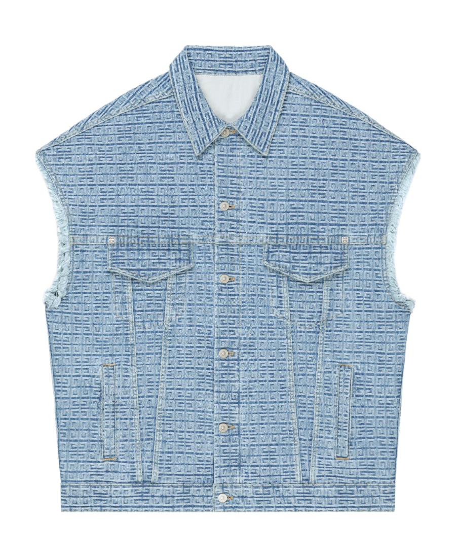 Givenchy 4g-pattern Denim Gilet In Blue