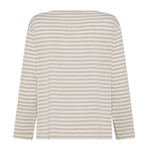 Seventy Striped Stretch Viscose Crewneck T-shirt With Lurex In Light Brown