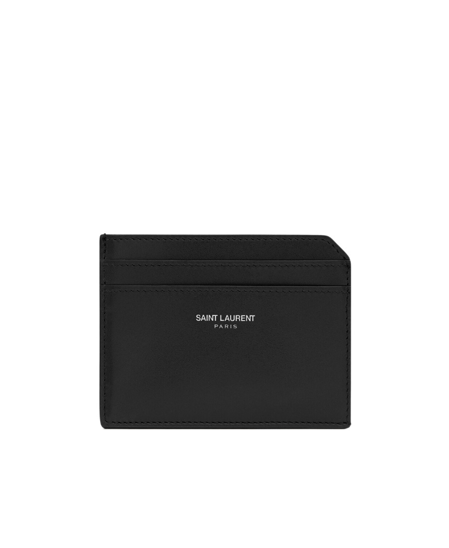 Saint Laurent Paris Open Card Case In Smooth Leather In Black