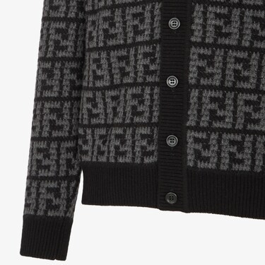 Fendi Monogrammed Button-up Cardigan In Black