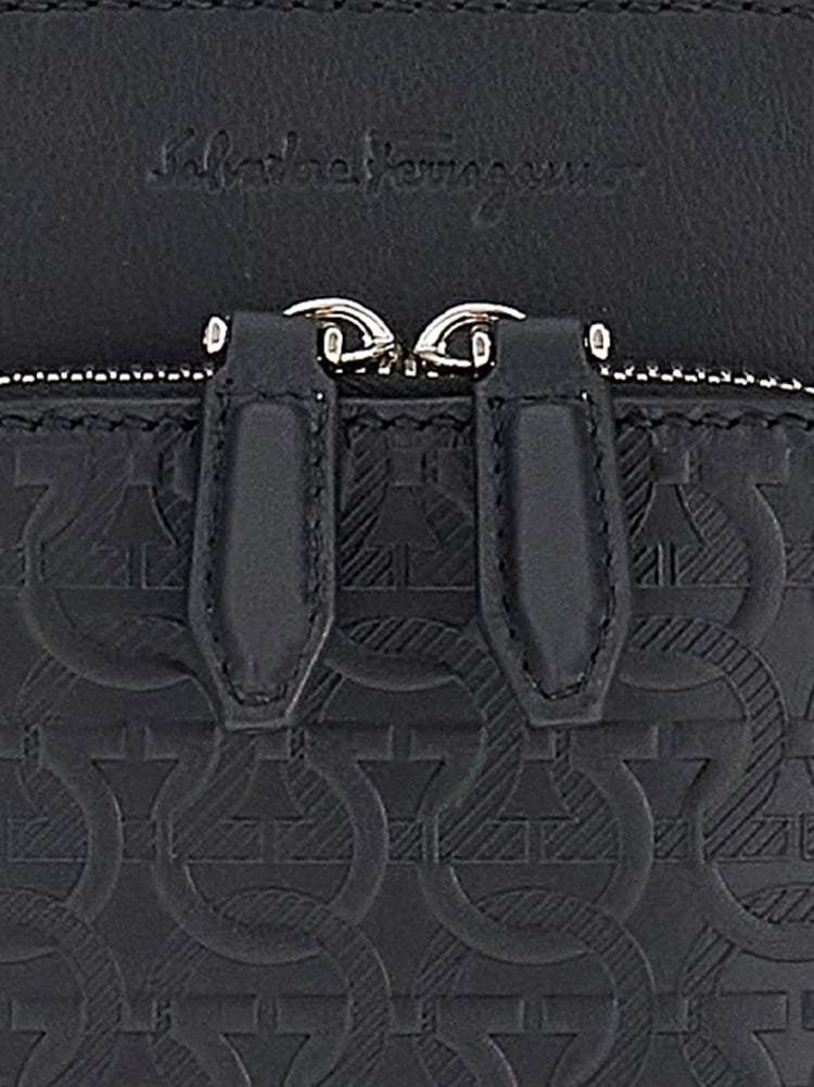 Ferragamo Embossed Satchel In Black