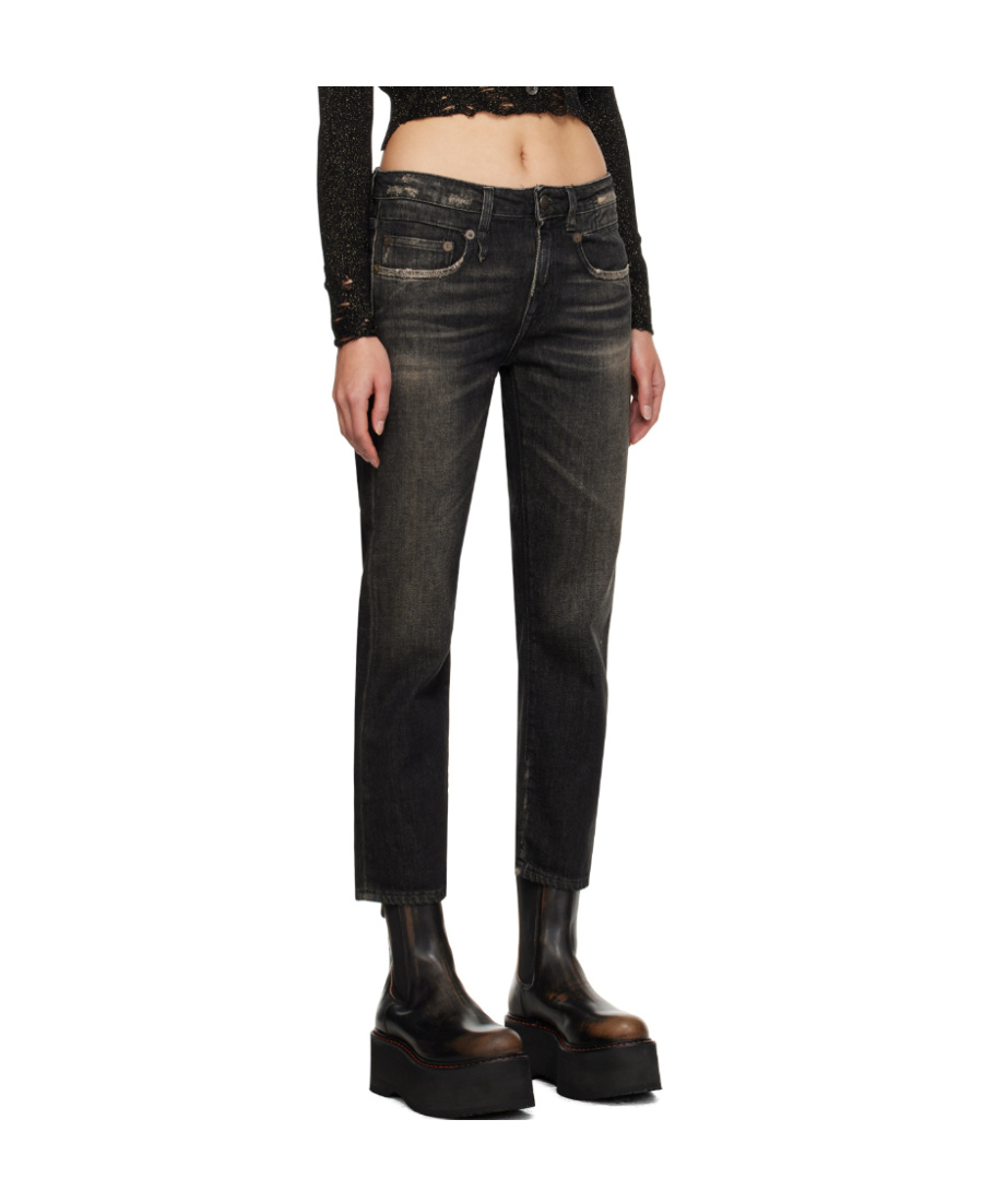 R13 Logo Logo Denim Trousers In Black