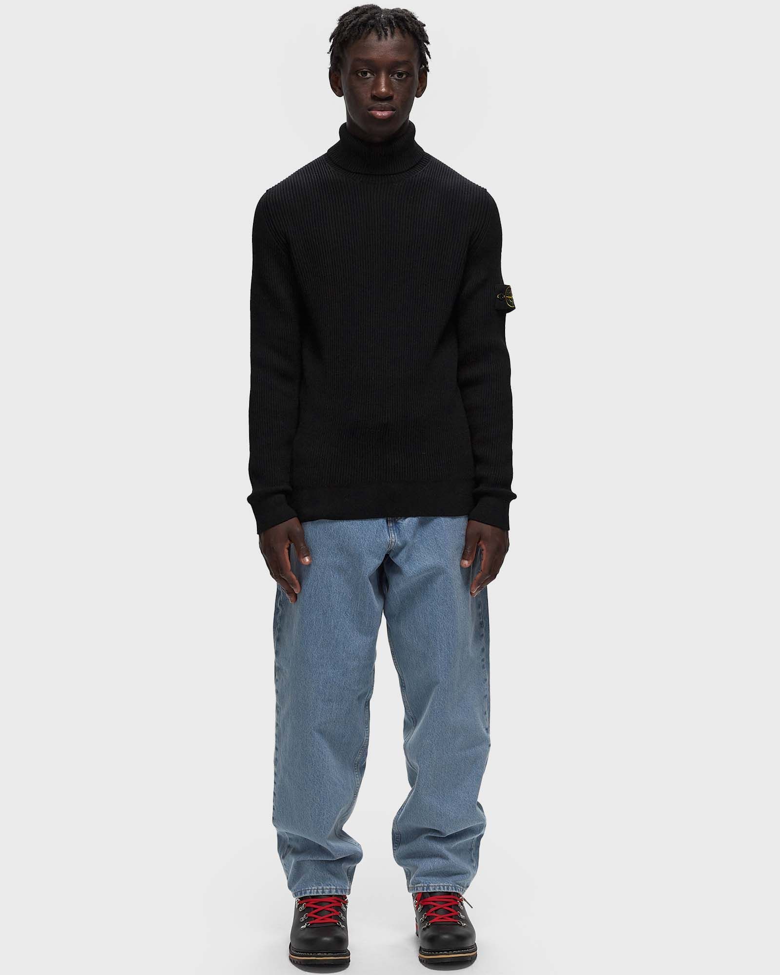 Stone Island Black 505a2 Winter Cotton Turtleneck In Black